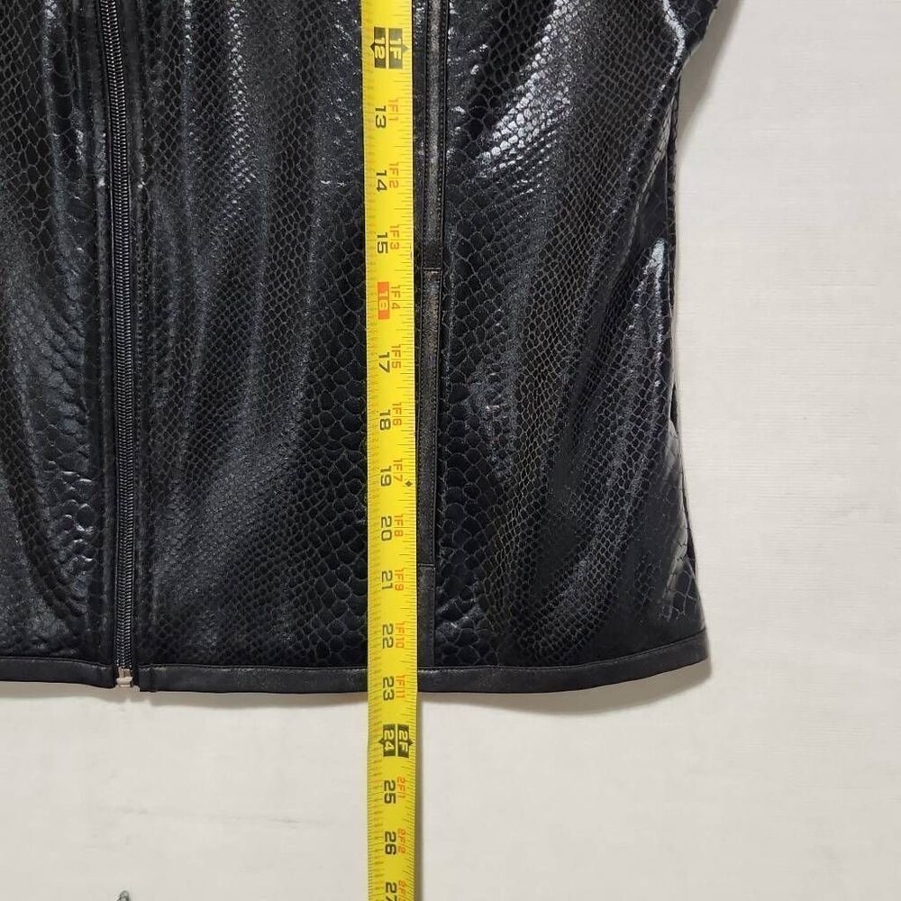 Vintage Tail Tech Women's Size Large Black Faux Leather Crocodile Print Jacket - Picture 8 of 13